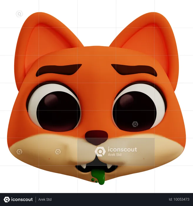 Emoticono de zorro vomitando Emoji 3D Icon