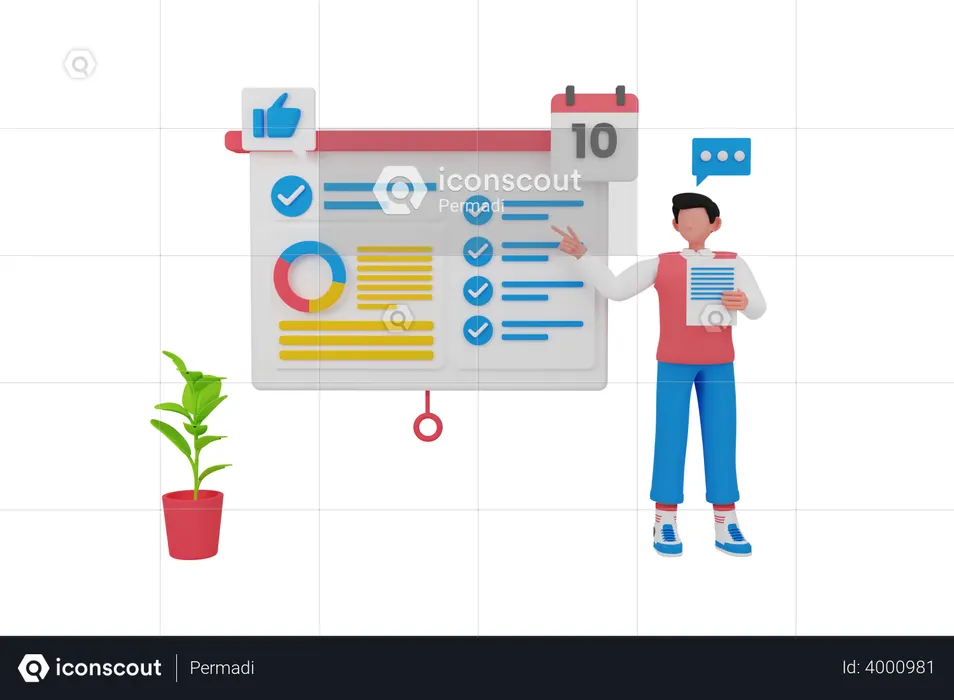 Employee adding calendar event 3D Illustration download in PNG OBJ or Employee adding calendar event 3D Illustration download in PNG OBJ or