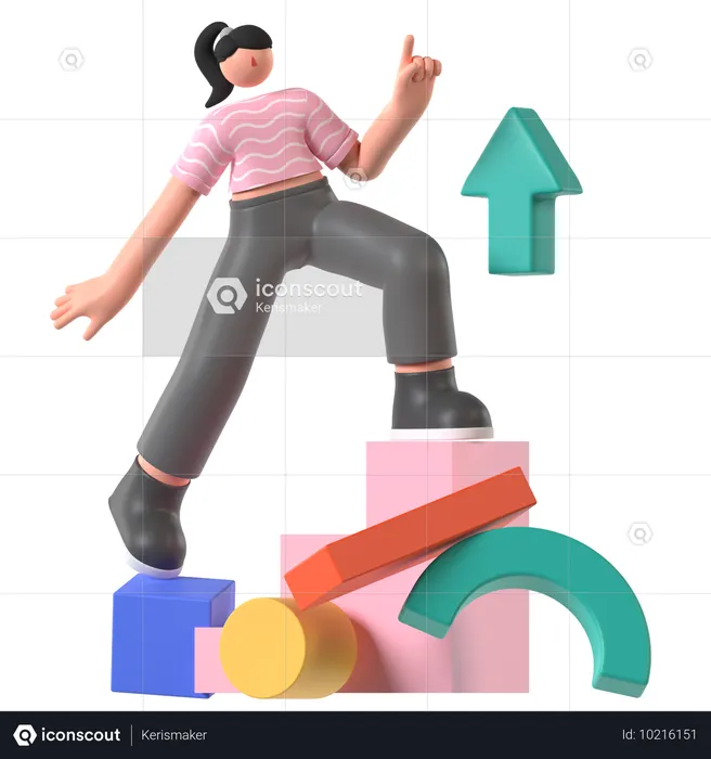 Employee analyzing growth graph  3D Illustration