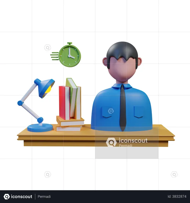 Employee Desk  3D Illustration