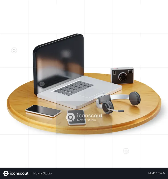 Employee desk  3D Illustration