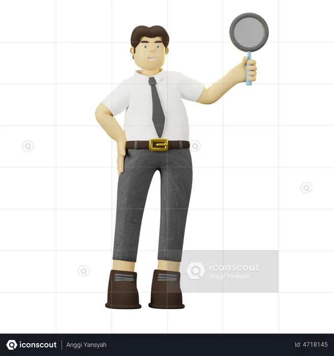 Employee doing analysis search  3D Illustration