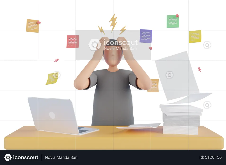 Employee Feeling Stressed  3D Illustration