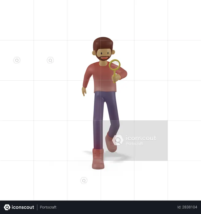 Employee finding something  3D Illustration