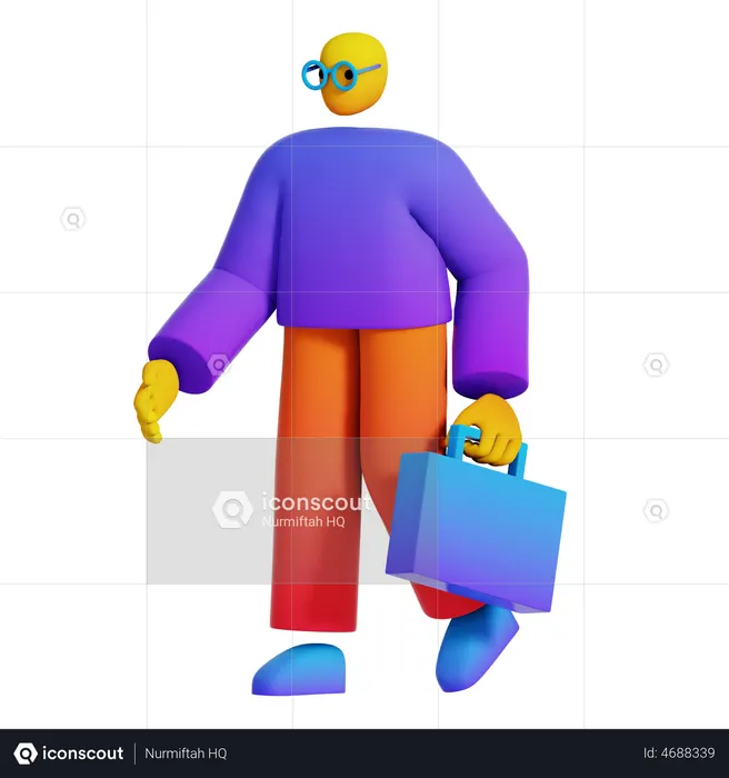 Employee Go to Work  3D Illustration