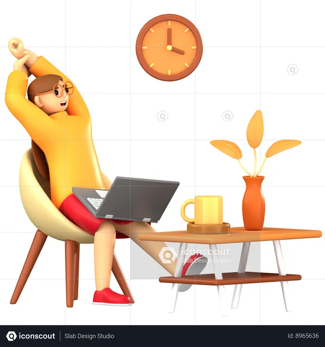 Employee is doing body stretching  3D Illustration