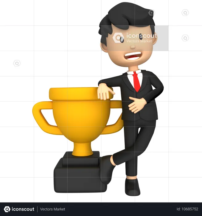 Employee receives Business Award  3D Illustration