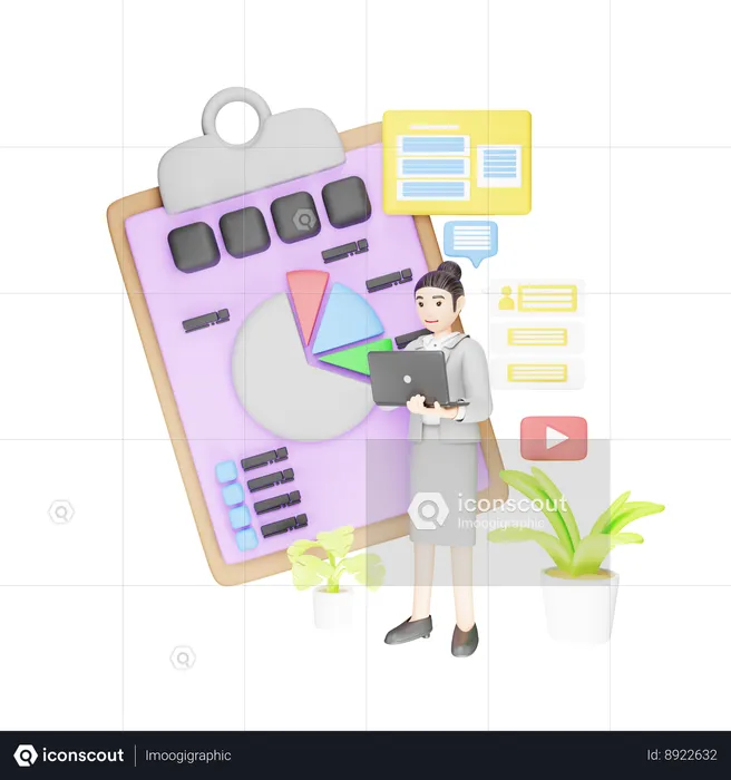 Employee Reviewing Content in Corporate Business  3D Illustration