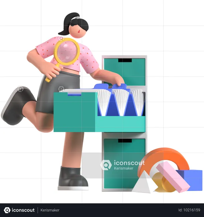 Employee searches Document  3D Illustration