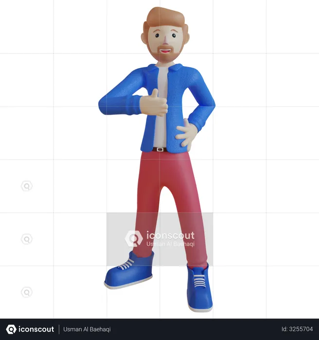 Employee showing thumbs up  3D Illustration