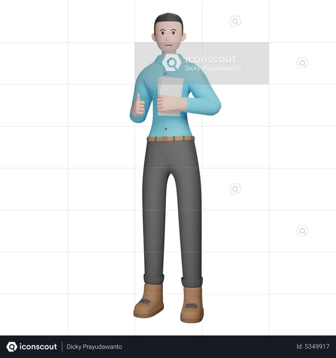 Employee Showing Thumbs Up  3D Illustration