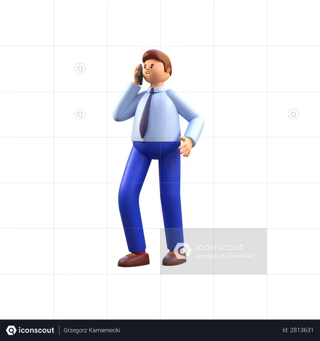 Employee talking on phone  3D Illustration