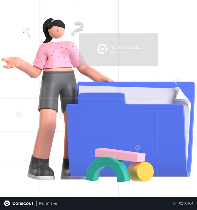 Employee unable to find File  3D Illustration