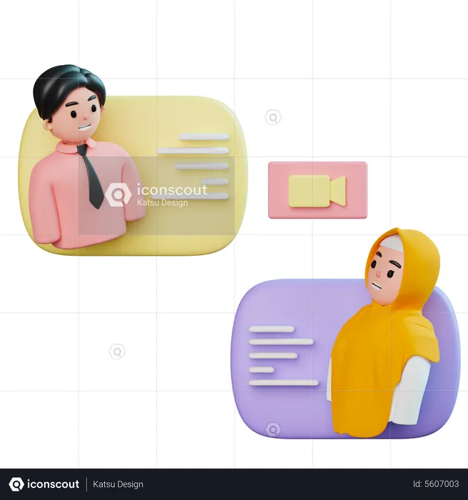 Employee Video Chat  3D Illustration