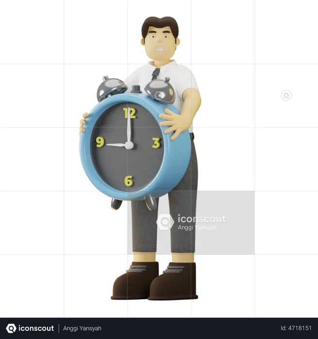 Employee With Time Management  3D Illustration