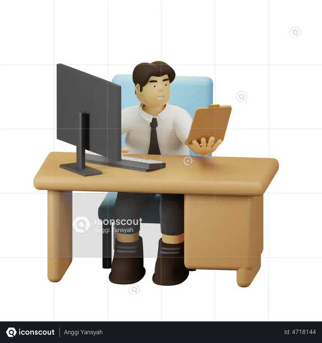 Employee Working  3D Illustration