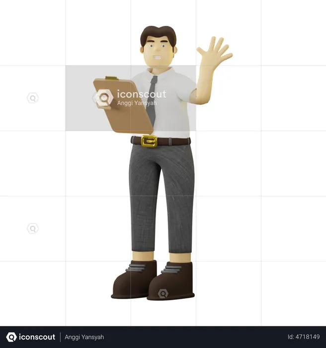 Employee Working With Task List  3D Illustration