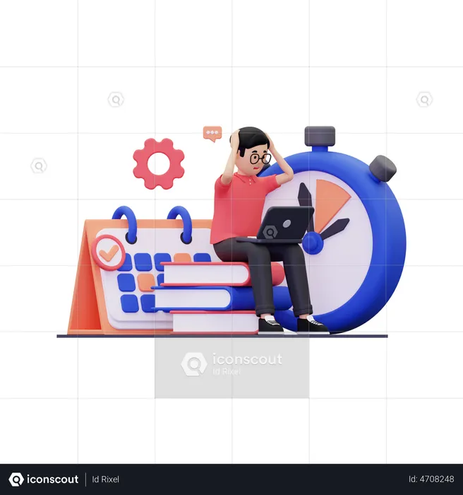 Employees are panicking with tight deadlines  3D Illustration