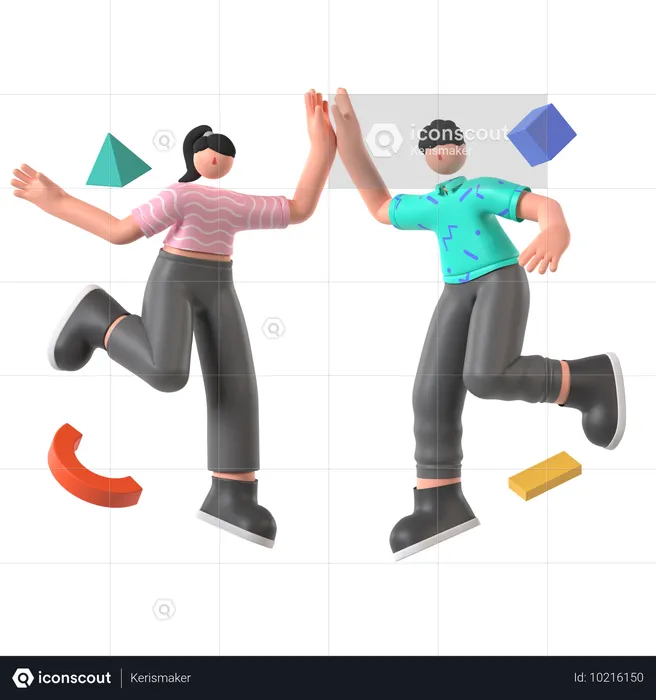 Employees celebrating Collaboration success  3D Illustration