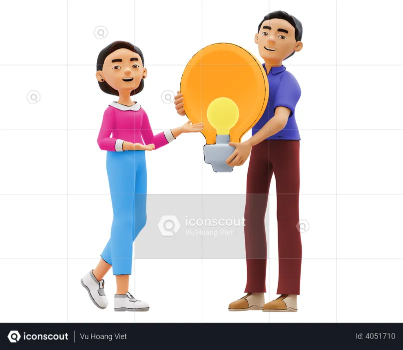 Employees with business idea  3D Illustration