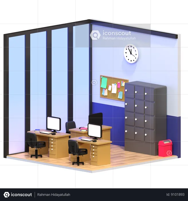 Employees Workplace  3D Icon
