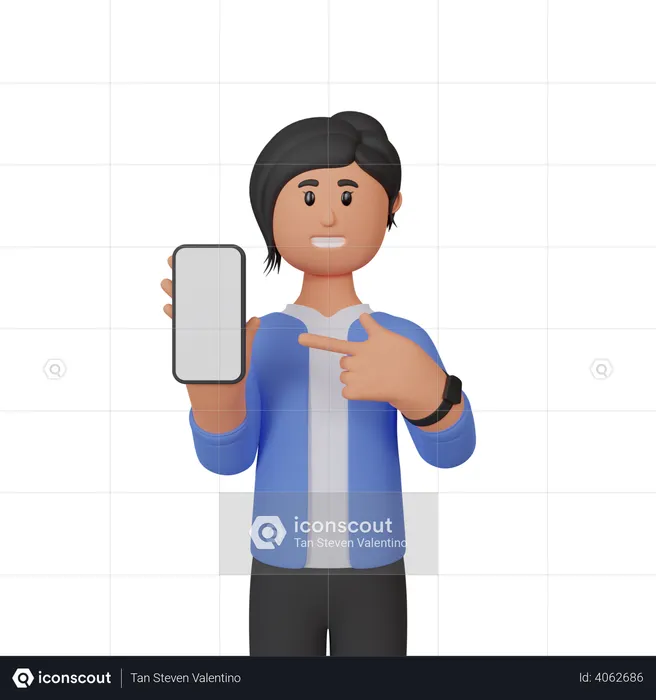 Mulher de negócios com smartphone com tela em branco  3D Illustration