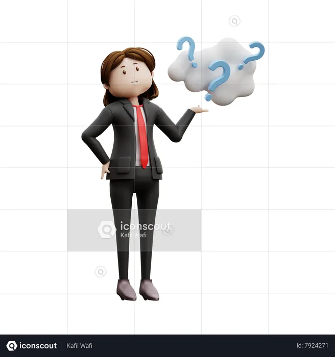 Mujer de negocios haciendo una pregunta  3D Illustration