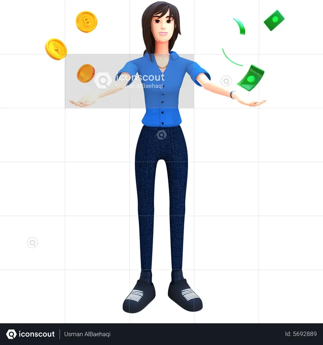 Empresária investindo dinheiro no mercado de ações  3D Icon