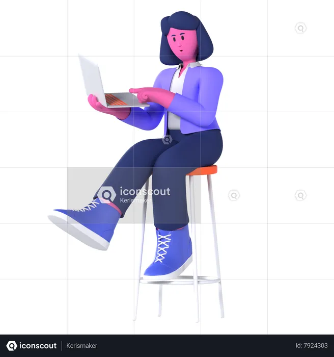 Mujer de negocios trabajando en la computadora portátil  3D Illustration