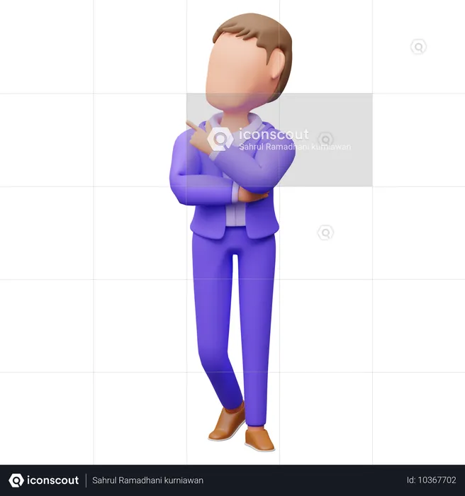 Hombre de negocios apuntando hacia arriba  3D Illustration