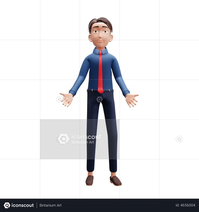 Pose de bienvenida del empresario  3D Illustration