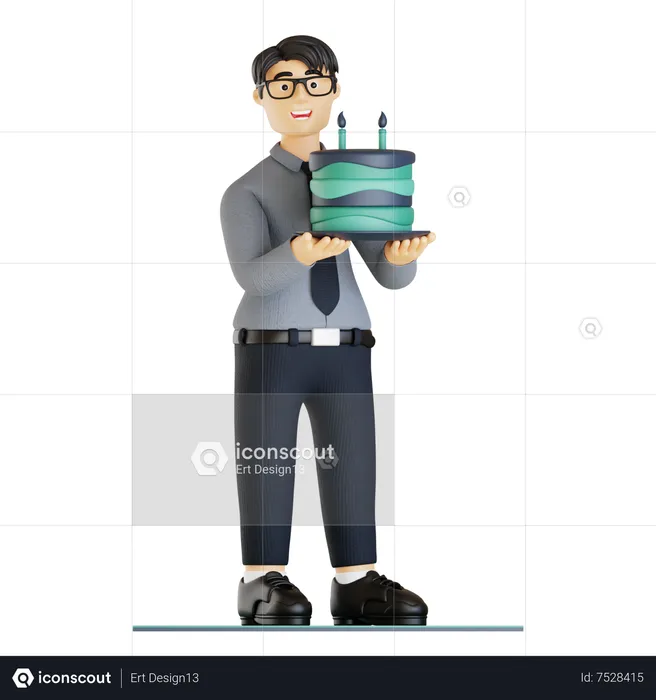 Empresario celebrando cumpleaños  3D Illustration