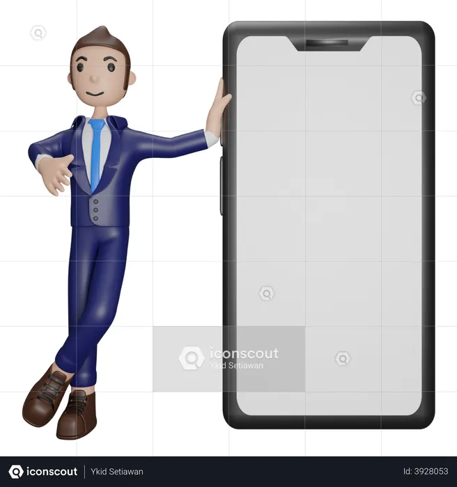 Empresário com smartphone  3D Illustration