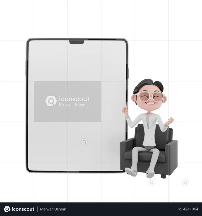 Empresário com tablet em branco  3D Illustration