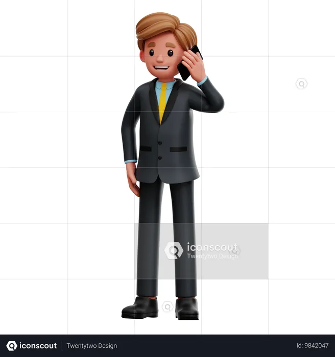 Empresario comunicándose por teléfono  3D Illustration