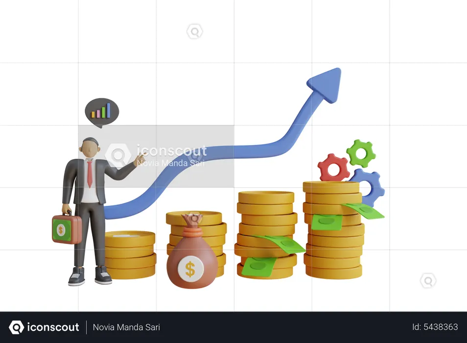 Empresario con beneficio de inversión  3D Illustration