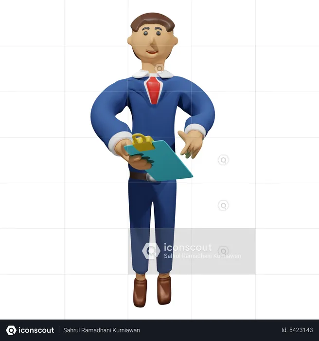 Empresario con informe de explotación  3D Illustration