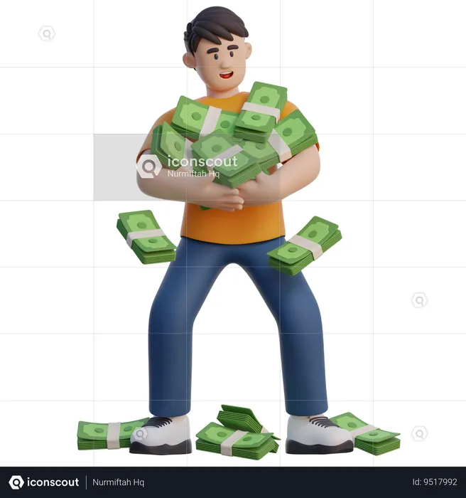 Empresario con mucho dinero  3D Illustration