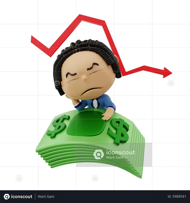 Empresario con pérdida de inversión  3D Illustration