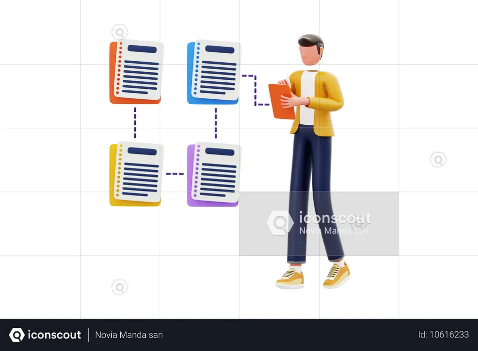 Empresario creando notas recordatorias  3D Illustration