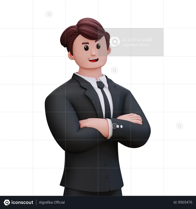 Empresário fazendo pose elegante e esquerda  3D Illustration