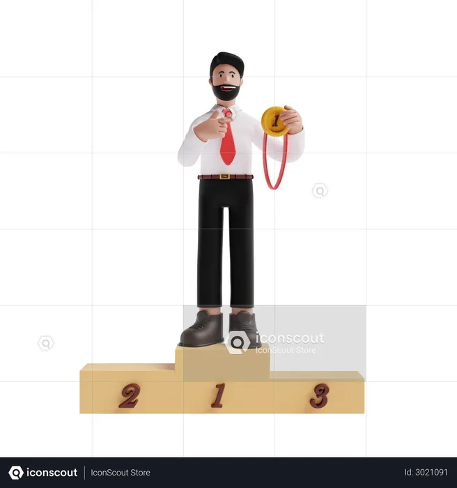 Hombre de negocios exitoso  3D Icon
