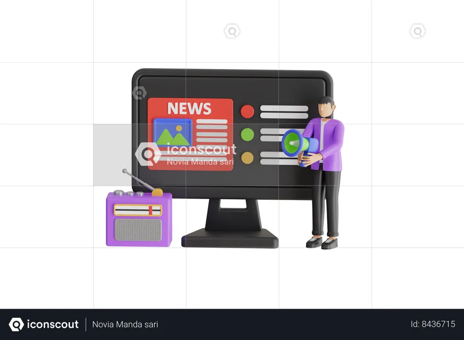 Empresário fazendo marketing de artigos de notícias  3D Illustration
