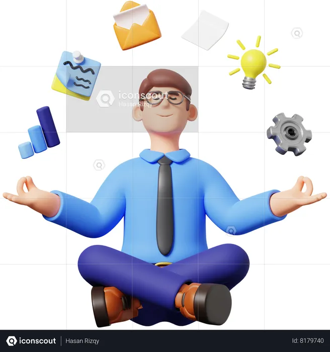 Empresário fazendo meditação  3D Illustration