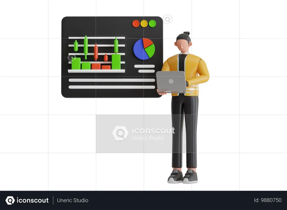 Empresário fazendo pesquisa de mercado  3D Illustration