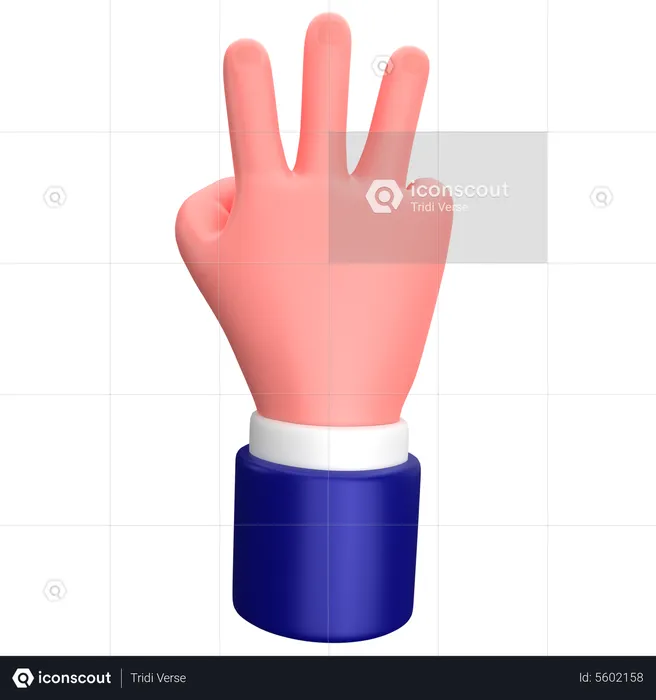 Gesto de la mano de tres dedos del empresario  3D Icon