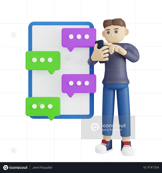 Empresario haciendo comunicación en línea  3D Illustration
