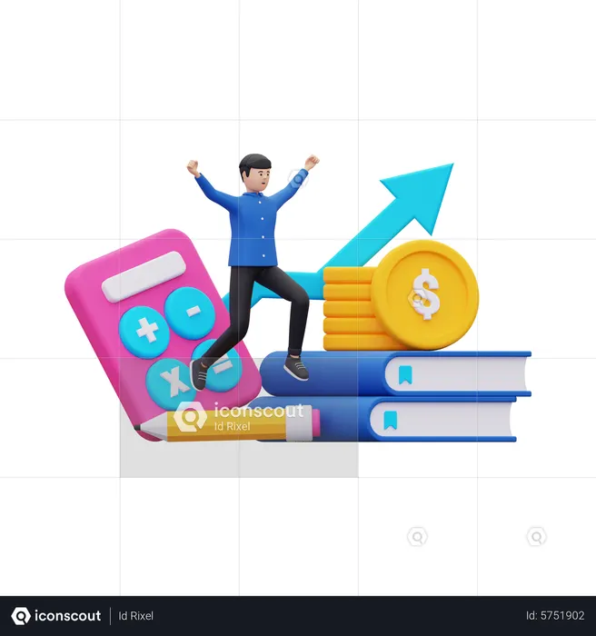 Empresario haciendo contabilidad financiera  3D Icon