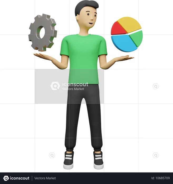 Empresario haciendo gestión de datos  3D Illustration