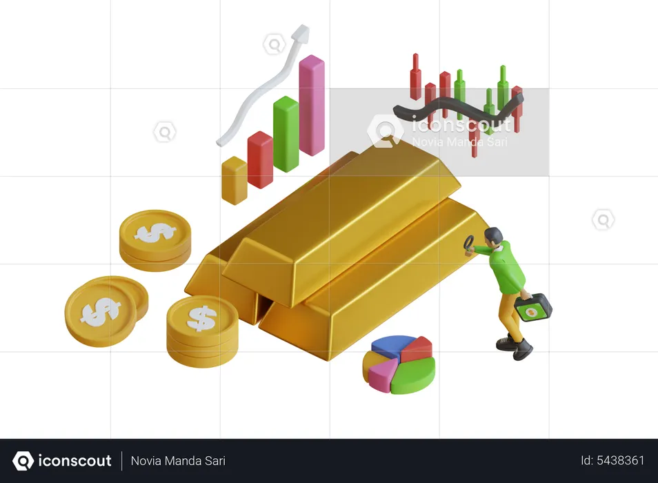 Empresario invirtiendo en oro  3D Illustration